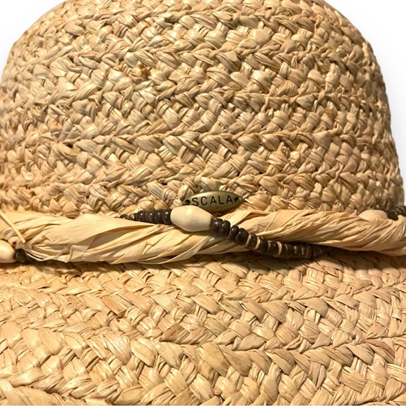 The Scala Collection Rolled Brim Straw Hat With Beads & Straw Bow Band - Picture 14 of 14